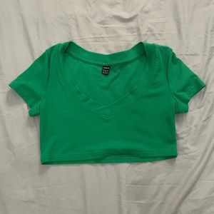 green crop top